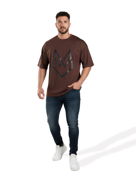 Brown Cotton-Poly Sport T-Shirt