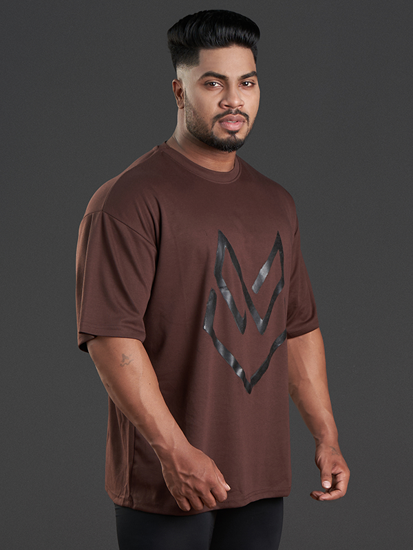 Brown Cotton-Poly Sport T-Shirt